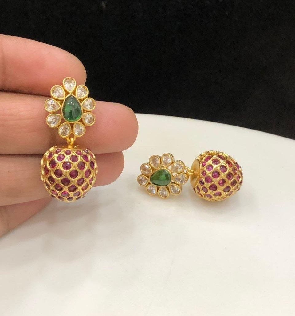 Floral Dome Drop Earrings